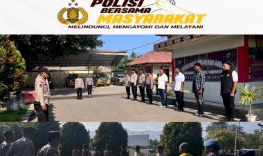Pastikan-Kesiapan-Personel-dan-Sarana-Prasarana,-Propam-Polres-Lembata-Lakukan-Pengecekan-Serah-Terima-Piket-Fungsi.