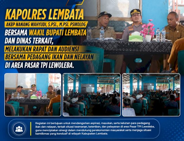 Kapolres Lembata Bersama Wakil Bupati dan Dinas Terkait Gelar Audiensi dengan Pedagang Ikan dan Nelayan di TPI Lewoleba.