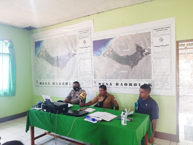 Bhabinkamtibmas Bripka Abdul Aziz Sambangi Kantor Desa Sampaikan Himbauan Terkait PMK.