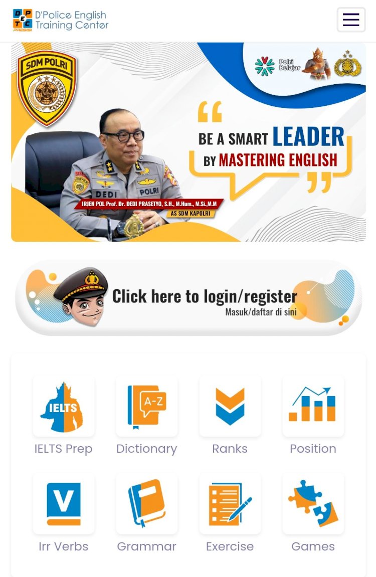 *Tingkatkan Kemampuan Bahasa Inggris Personel, SSDM Polri Luncurkan Aplikasi _Digital Police English Training_*