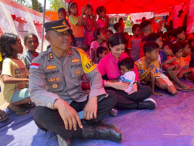 *Kapolres Flotim Bersama Bhayangkari Hadirkan Keceriaan bagi Anak Korban Erupsi Lewotobi*