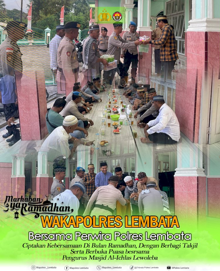 Jalin Kebersamaan di bulan suci ramadhan Polres Lembata berbagi takjil dan buka puasa bersama di masjid Al-Ichlas Lewoleba