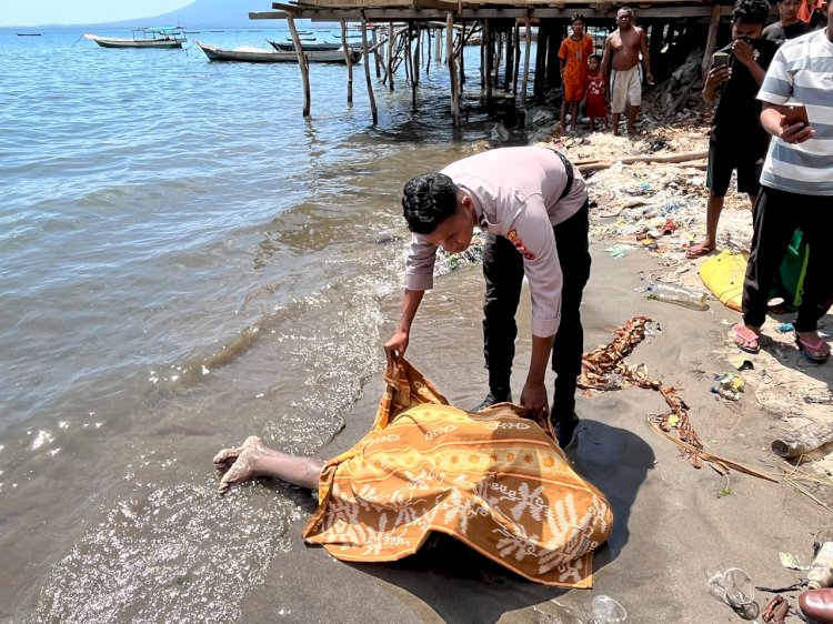 Gearak Cepat Piket SPKT Bersama INAFIS Polres Lembata Tangani Penemuan Jenazah di Perairan Laut Wangatoa