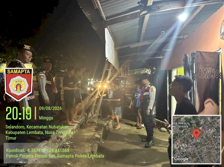 Patroli Presisi Samapta Polres Lembata Gencarkan Patroli, Sasar Anak Muda yang Nongkrong di Pinggir Jalan.