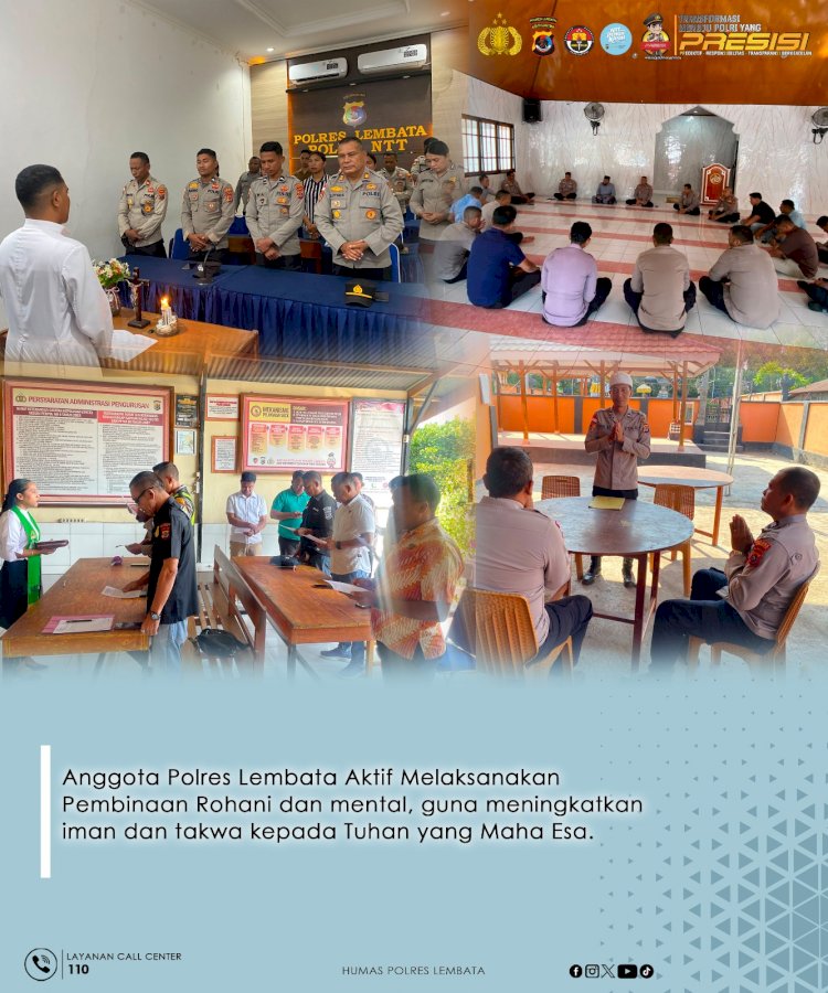 Tingkatkan Keimanan dan Ketakwaan, Anggota Polres Lembata Aktif Laksanakan Pembinaan Rohani dan Mental.