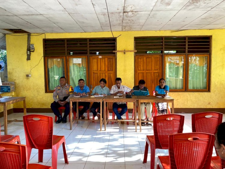 BHABINKAMTIBMAS DESA TAPOBALI HADIRI MUSREMBANGDUS, PERKUAT SINERGI DAN JAGA KAMTIBMAS.