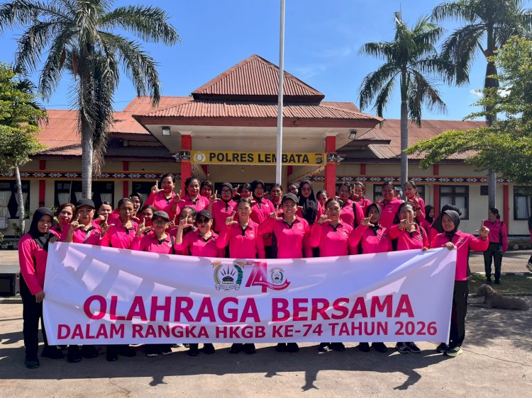 Bhayangkari Polres Lembata Gelar Olahraga Bersama Semarakkan HKGB ke-74 Tahun 2026.