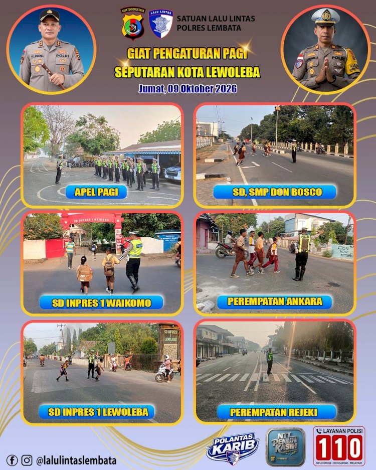 Cegah Kemacetan dan Berikan Rasa Aman, Sat Lantas Polres Lembata Hadir Atur Lalu Lintas di Pagi Hari.